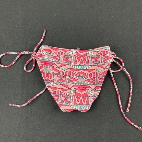 O'rageous Bikini Bottom Girls Medium Pink Green Tie Sides - Picture 7 of 8